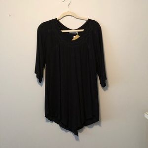 Tybee Island Black Embroidered Boho Top SM